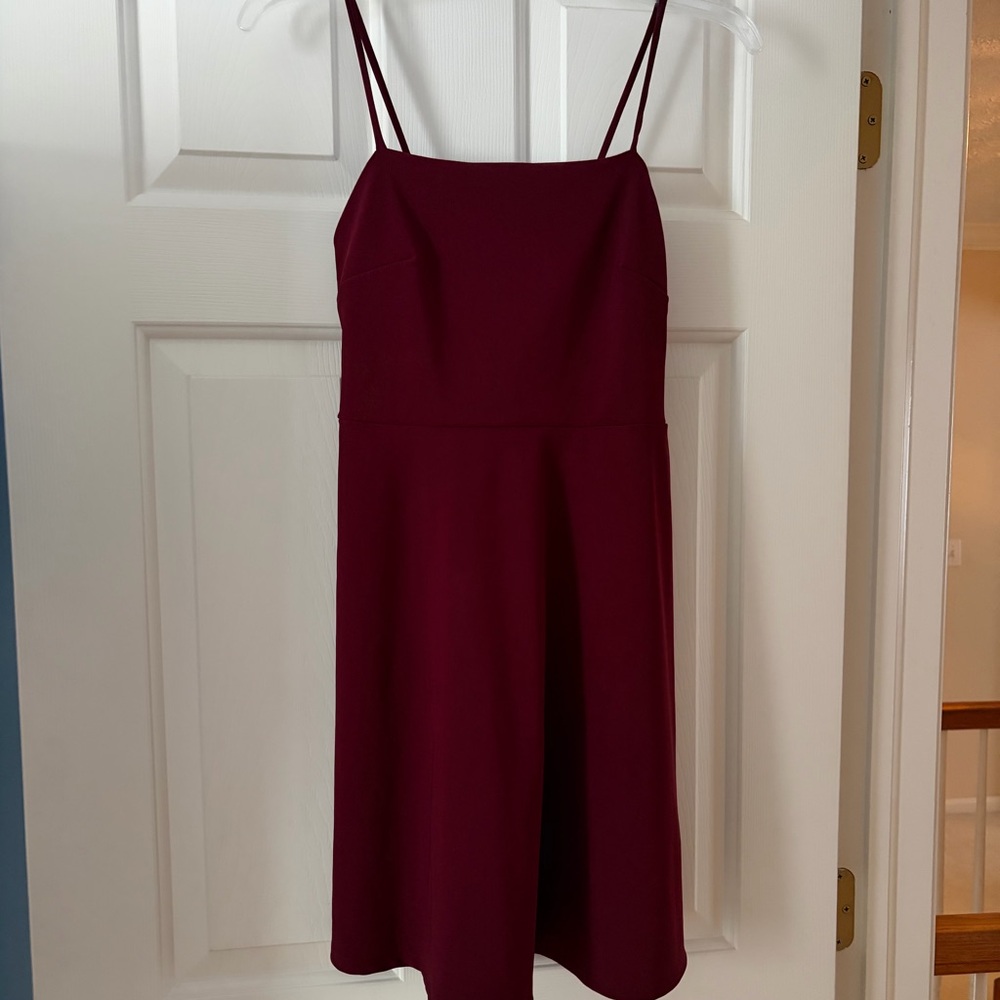 Burgundy Mini Dress with Spaghetti Straps